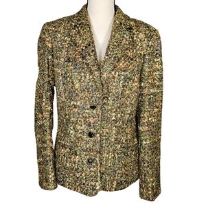 Blue Ice Classic Vintage Wool Blend Multi Color Textured Blazer, Size 12